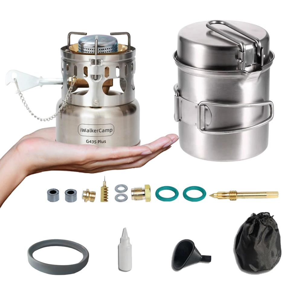 IWALKER G43S Kochset Campingkocher Gasbrenner Geräuscharmer Brenner mit Aufbewahrungstöpfen für Reisen Picknick Notfälle – Detail 14