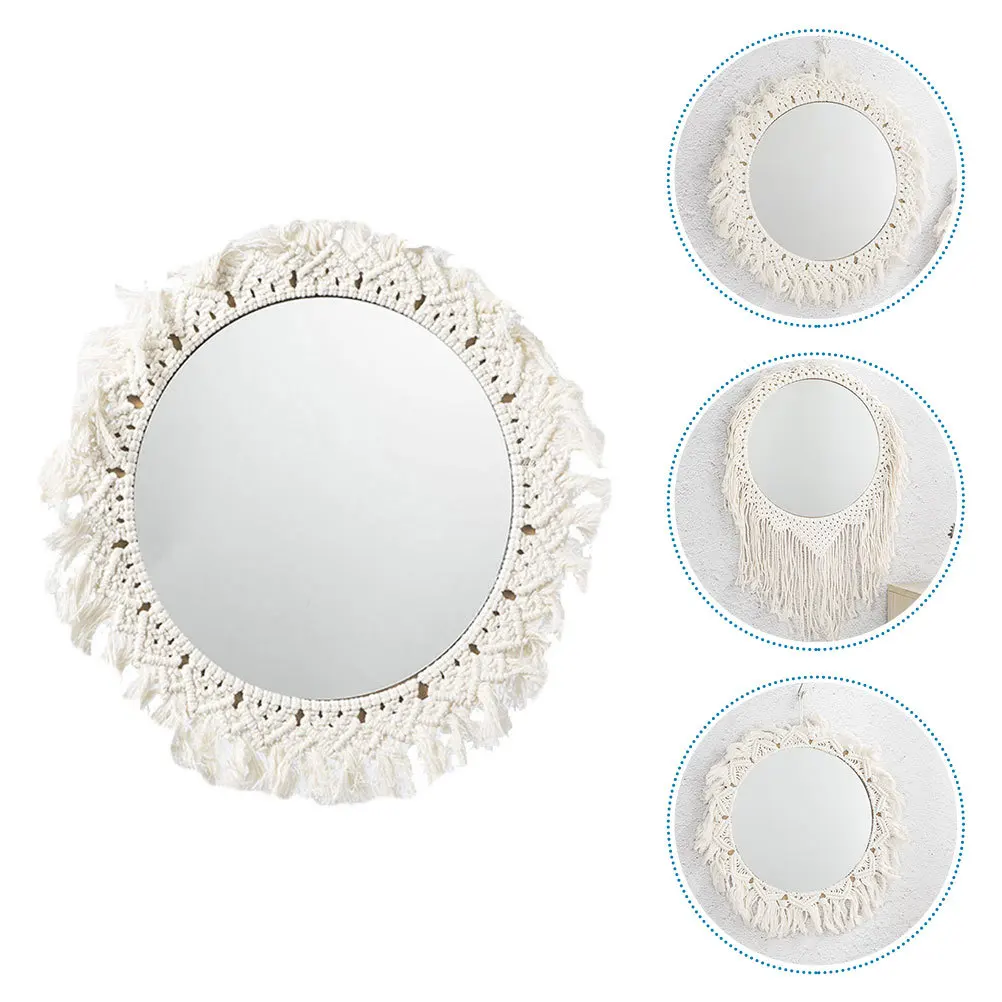 

1Pcs Woven Mirror Cotton Rope Tapestry Wall Art Decor Bohemian Style Photo Prop Gorgeous Minimalist Design Home Decoration