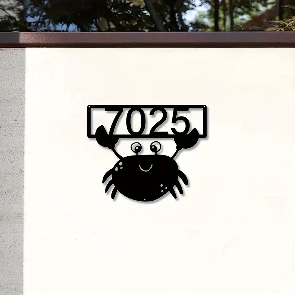 

Handmade Personalizable Metal Crab House Number Sign To Tailor Address for Indoor Outdoor Use and Great As Housewarming Gift