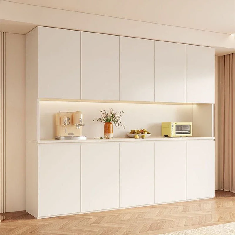 

Modern Kitchen Pantry Cabinet Wine Cabinet Glass Door Sideboards Cabinet Hutch with Storage and Microwave Bookcase Living Room