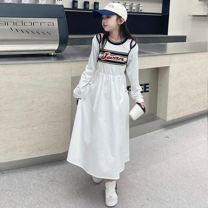 

Girls' long sleeved trendy dress 2024 new style children's fashionable off shoulder princess dress girls' stylish dress