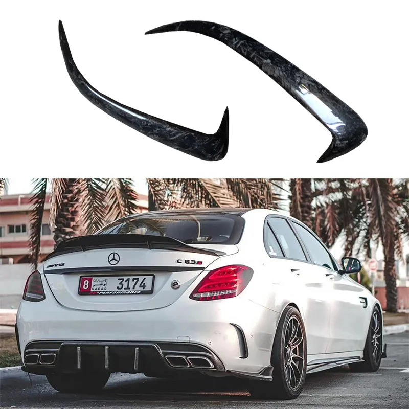 For For Mercedes Benz C205 W205 Forged Carbon Fiber Rear Bumper Vents Canards C200 C260 C43 C63 Auto Parts Body kit