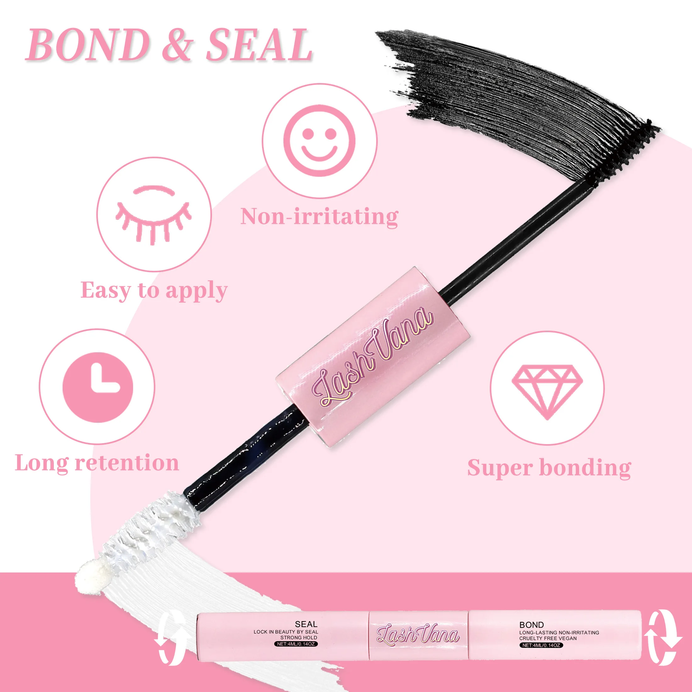 Glue False Eyelashes New Double Heads 2 In 1 Bond and Seal Lash Glue ,Waterproof Long Lasting DIY Cluster Eyelash Glue Cosmetics