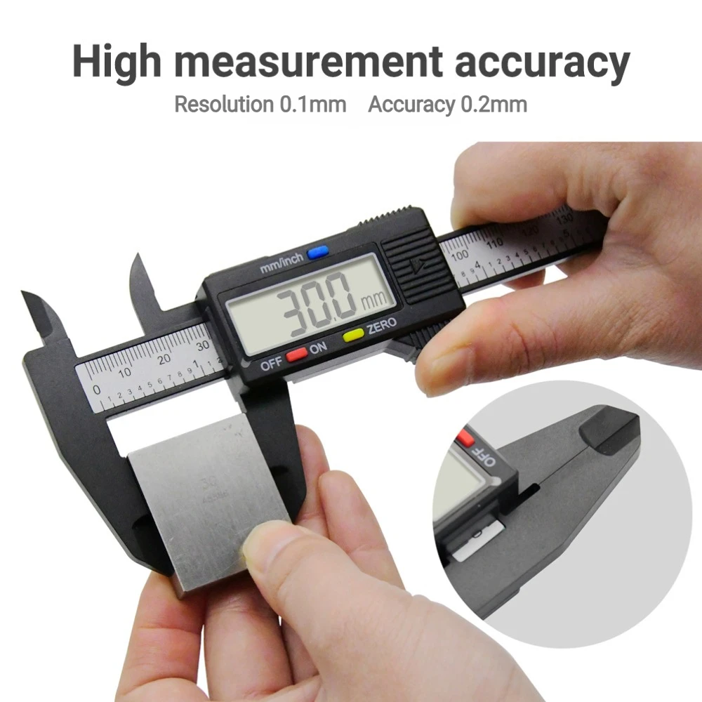 150mm Digital Vernier Caliper with Electronic LCD Display - Plastic Precision Measuring Tool for Student and Craft Use