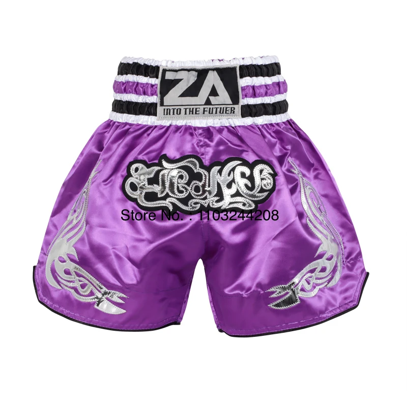 Muay Thai Pants Man Boxing Shorts Women Child Embroidery Professional Cage Fighting Kickboxing Grappling Training Workout Trunks