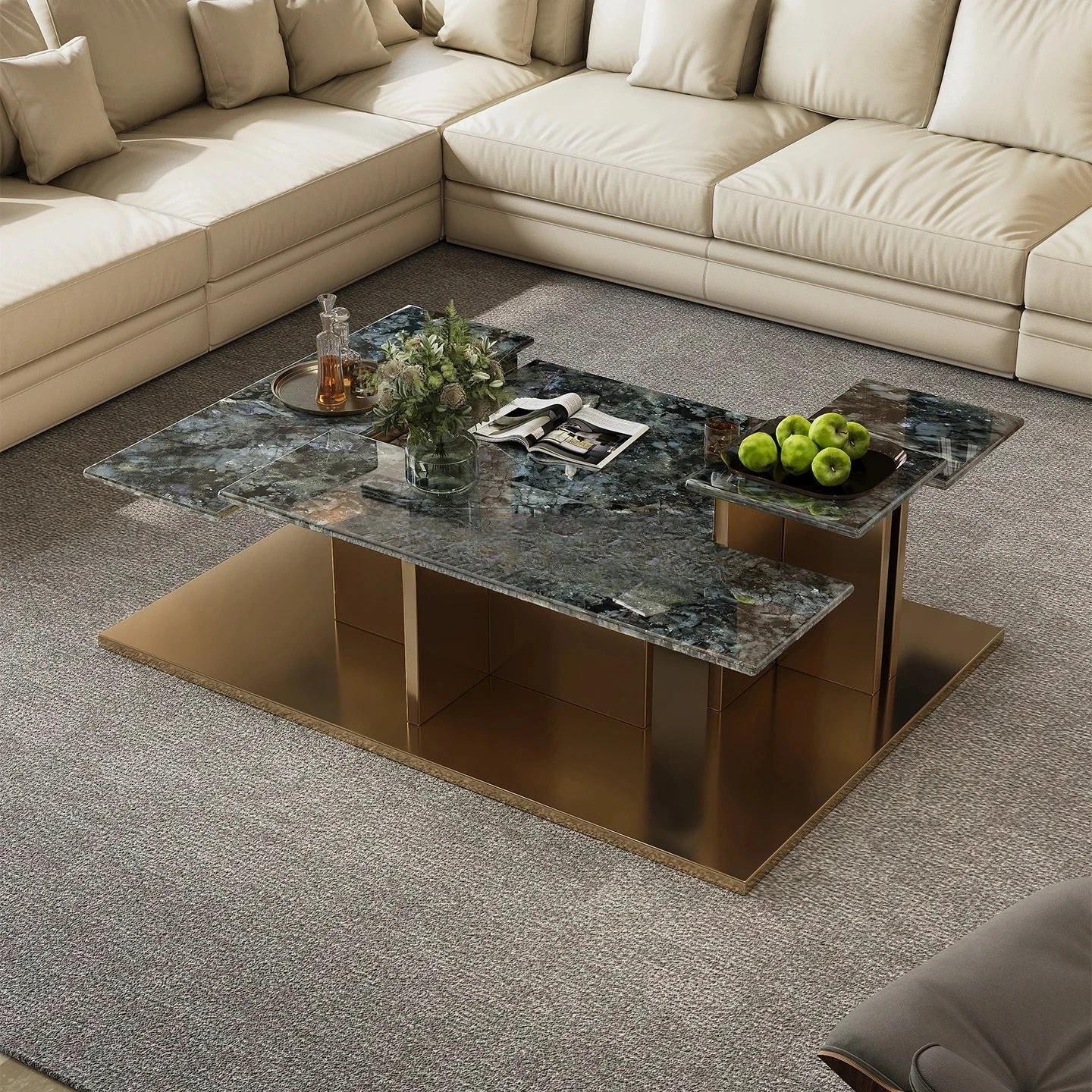 DHY natural luxury stone high-end coffee table haute couture light luxury modern living room large coffee
