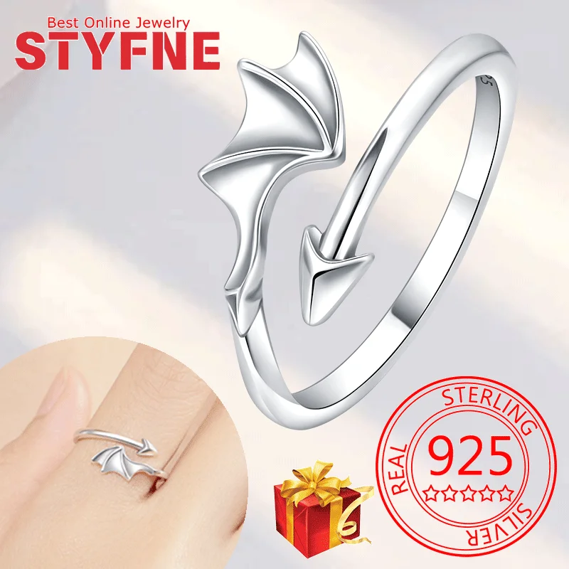 

Real 925 Sterling Silver CZ Finger Adjustable Party Ring For Women Wedding Jewelry Gifts with GIFT BOX