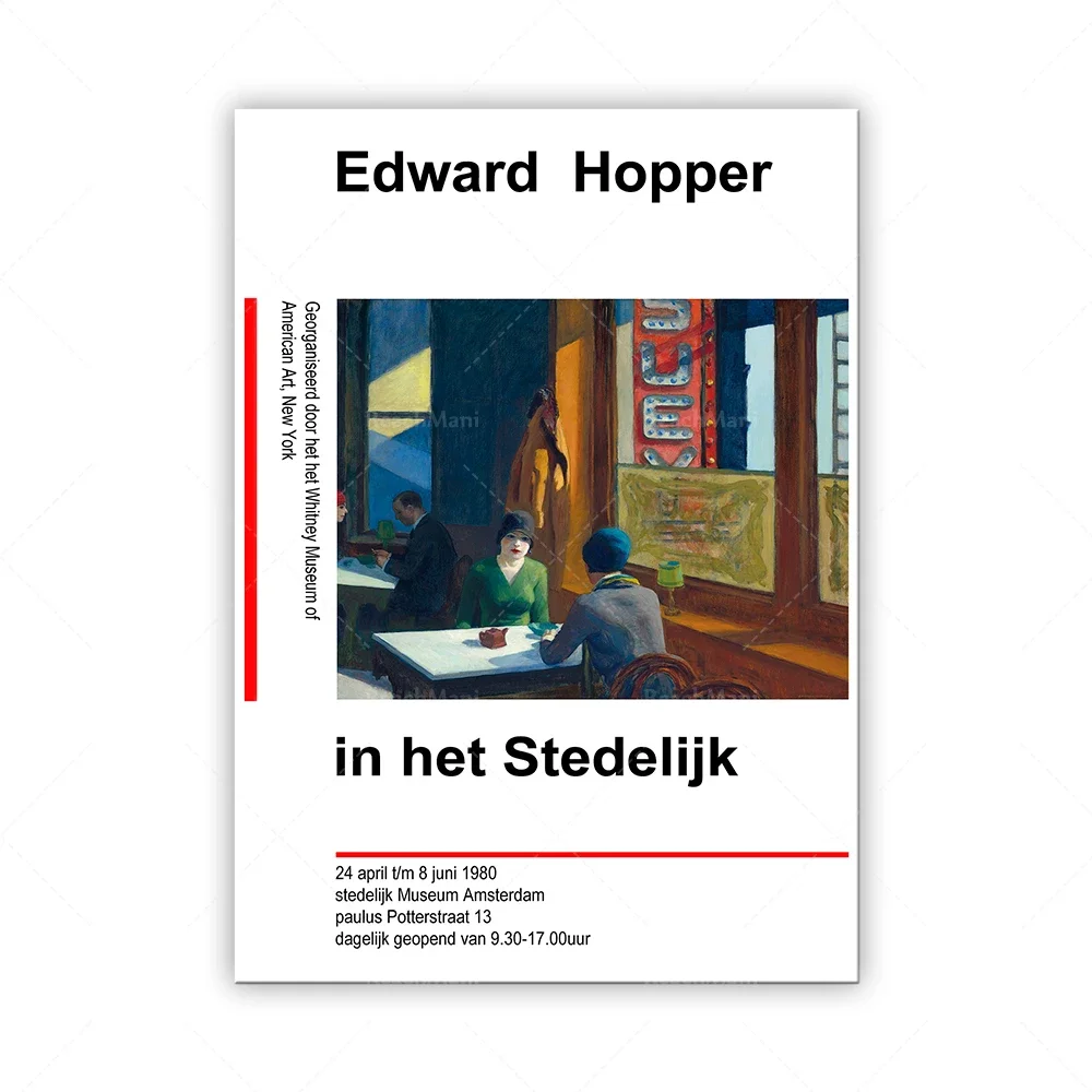 Reprint of a 1980 Vintage French exhibition Poster for works by Edward Hopper