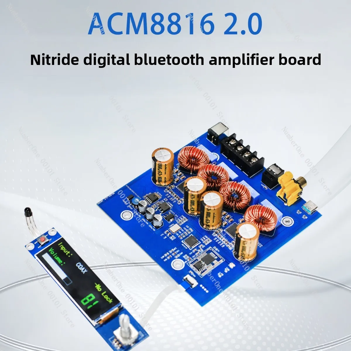 A816 dual-core acm8816 high-power gallium nitride digital bluetooth amplifier board - audiophile remote control dac amplifier