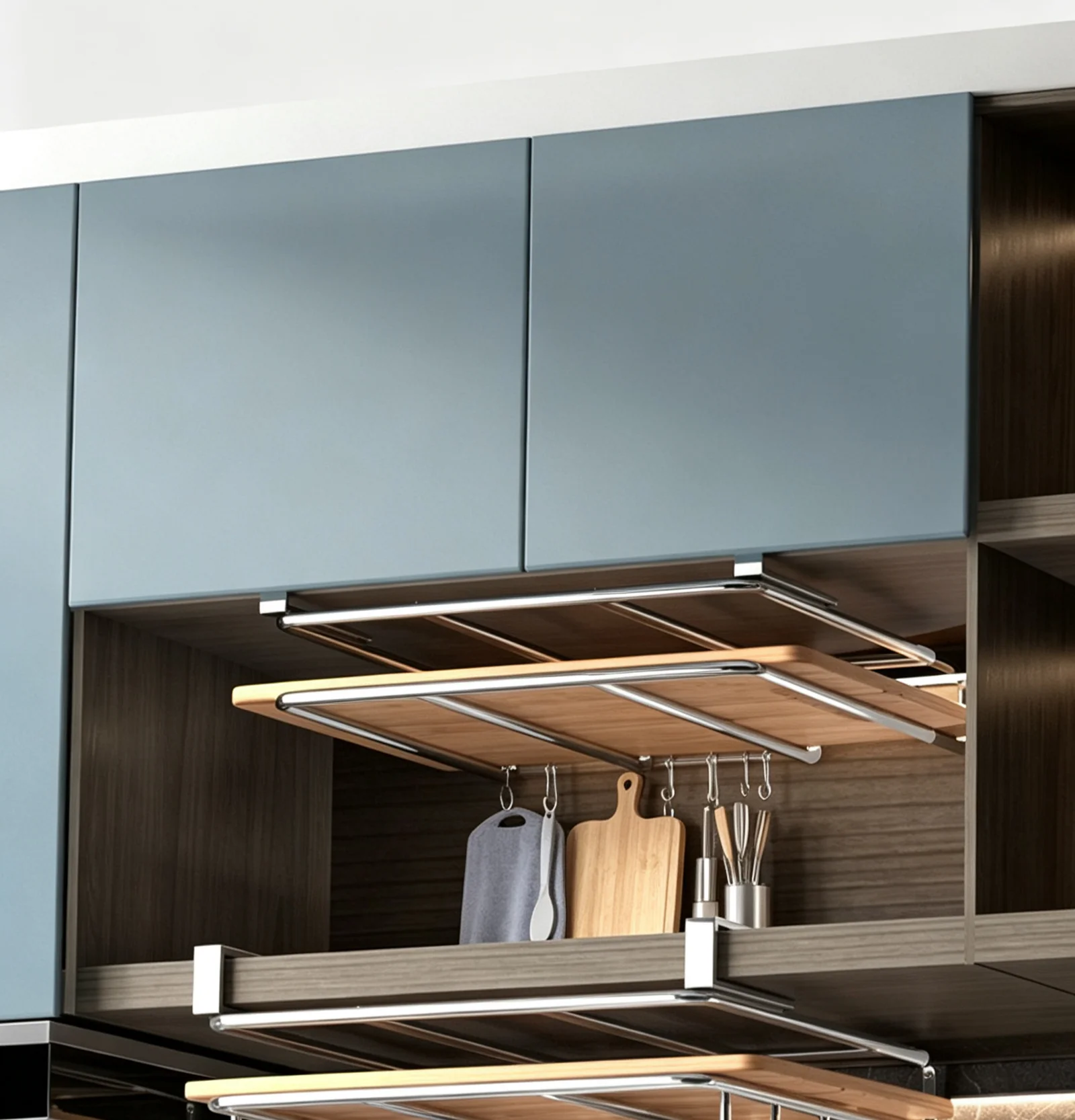 1 PC 2-Layer Kitchen Countertop Storage Rack Without Drilling / Double-Layer Chopping Board Rack Storage