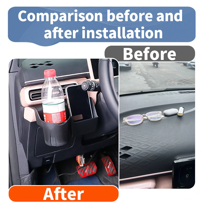 For BYD Dolphin Mini Seagull Car Center Console Organizer Cup Holder Tray Storage Box Holder Fixed Beverage Holder Garbage Box