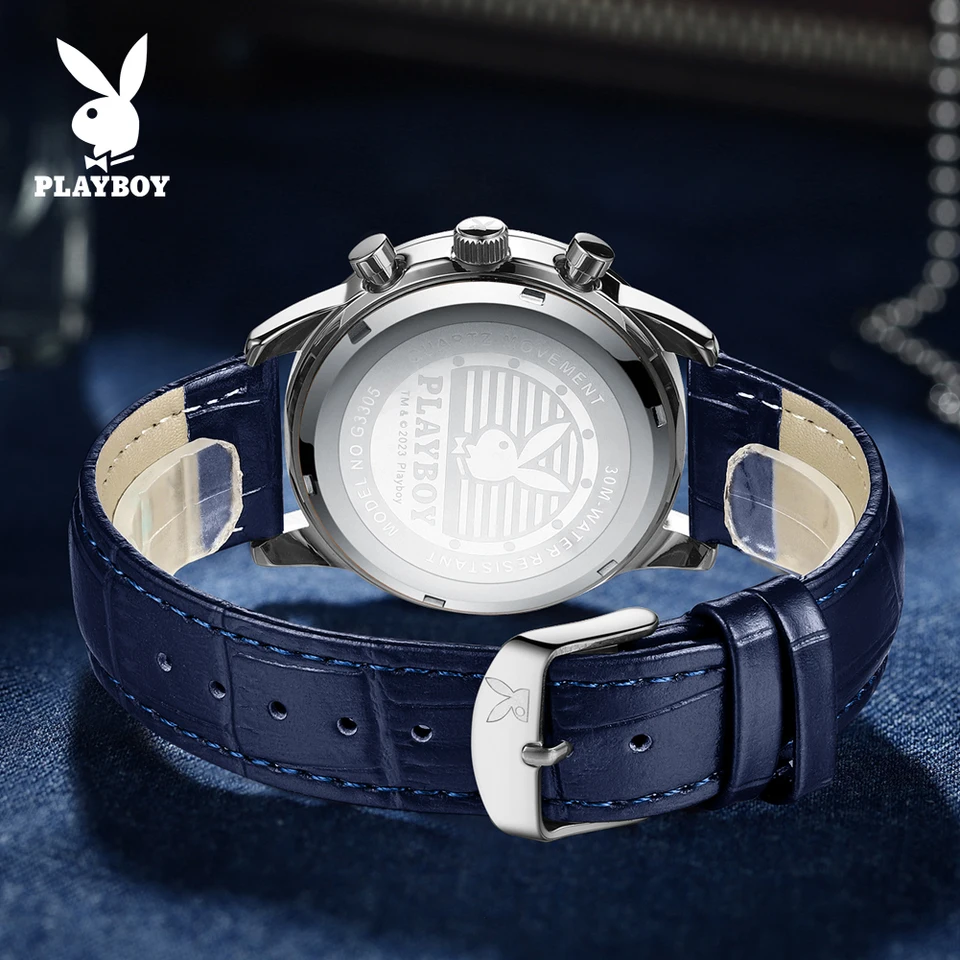 PLAYBOY 3305 Men's Leather Chronograph Quartz Watch