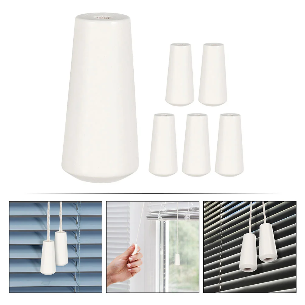 6 Pcs Roller Pendant Blind Cord Pull Ends  Rope Pull Knob Window Pulls Ends Curtain Drawstring Replacement Wood Blinds Holder