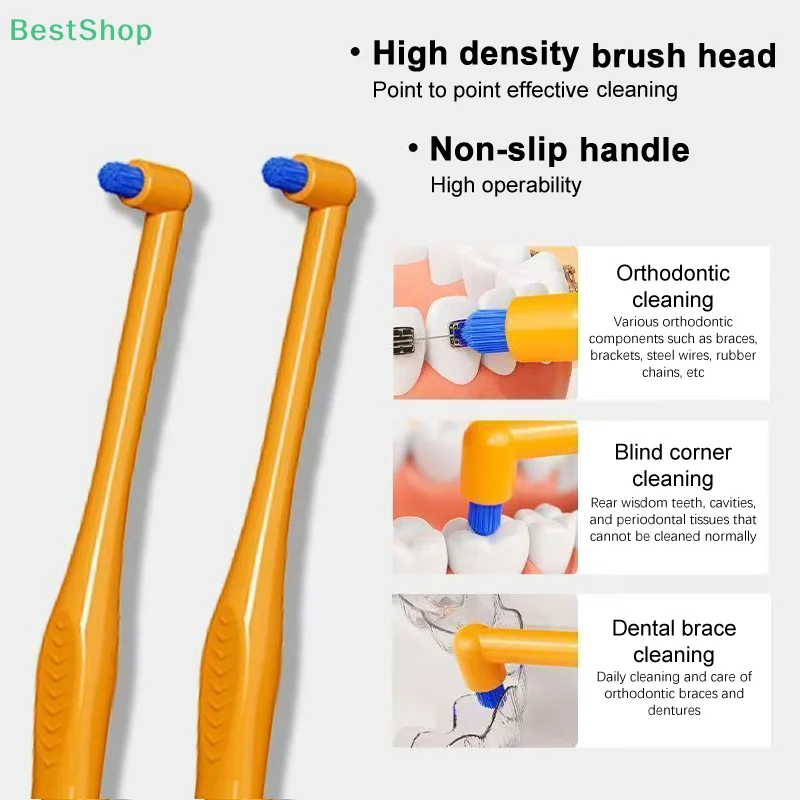 💕 فرشاة أسنان أحادية اللون لتصحيح تقويم الأسنان، ورأس مستدير صغير، وأسنان الحكمة وفرشاة بين الأسنان #1