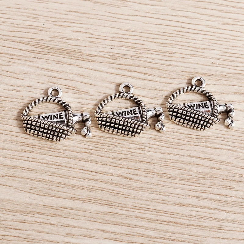 Tusember 20 Stück 19*15mm Metall-Legierung Rotwein-Anhänger DIY Halsketten Ohrringe Handgemachte Anhänger für Schmuckherstellung Zubehör – Detail 2