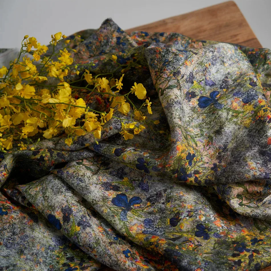 1yard Fashion unique Windcoat,jacket,pants,shirt fabrics for clothing sand-washed linen fabric Rural print sewing - view 6