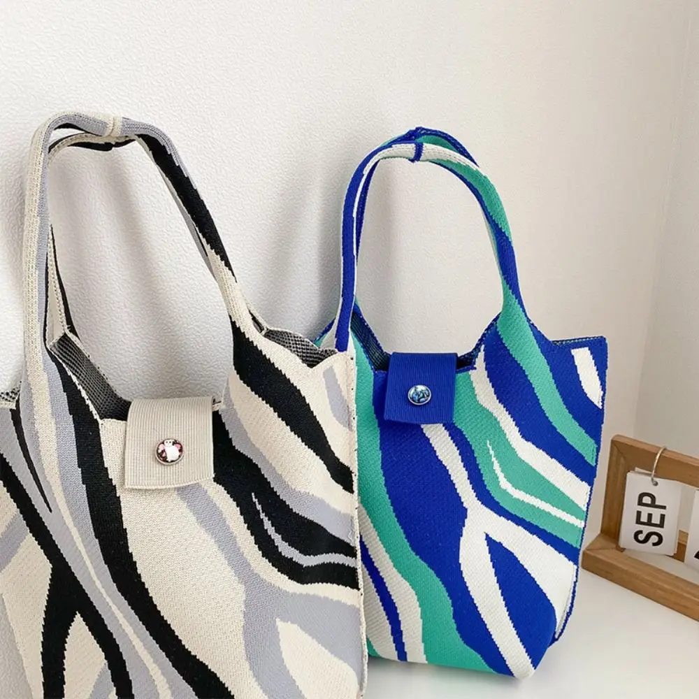 Niche Design Women Girls Shoulder Bag Knit Handbag Tote Bag Handmade Knot Wrist Bag image 4