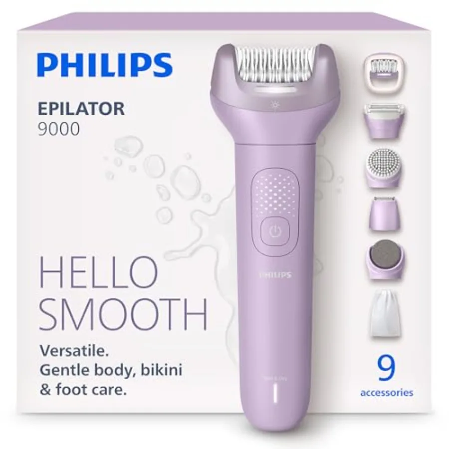 

Epilator - Cordl Wet and Dry Electric Epilator, Hair Removal for Legs, Body and Bikini, with ProGuide, 9 Accories Including Ped