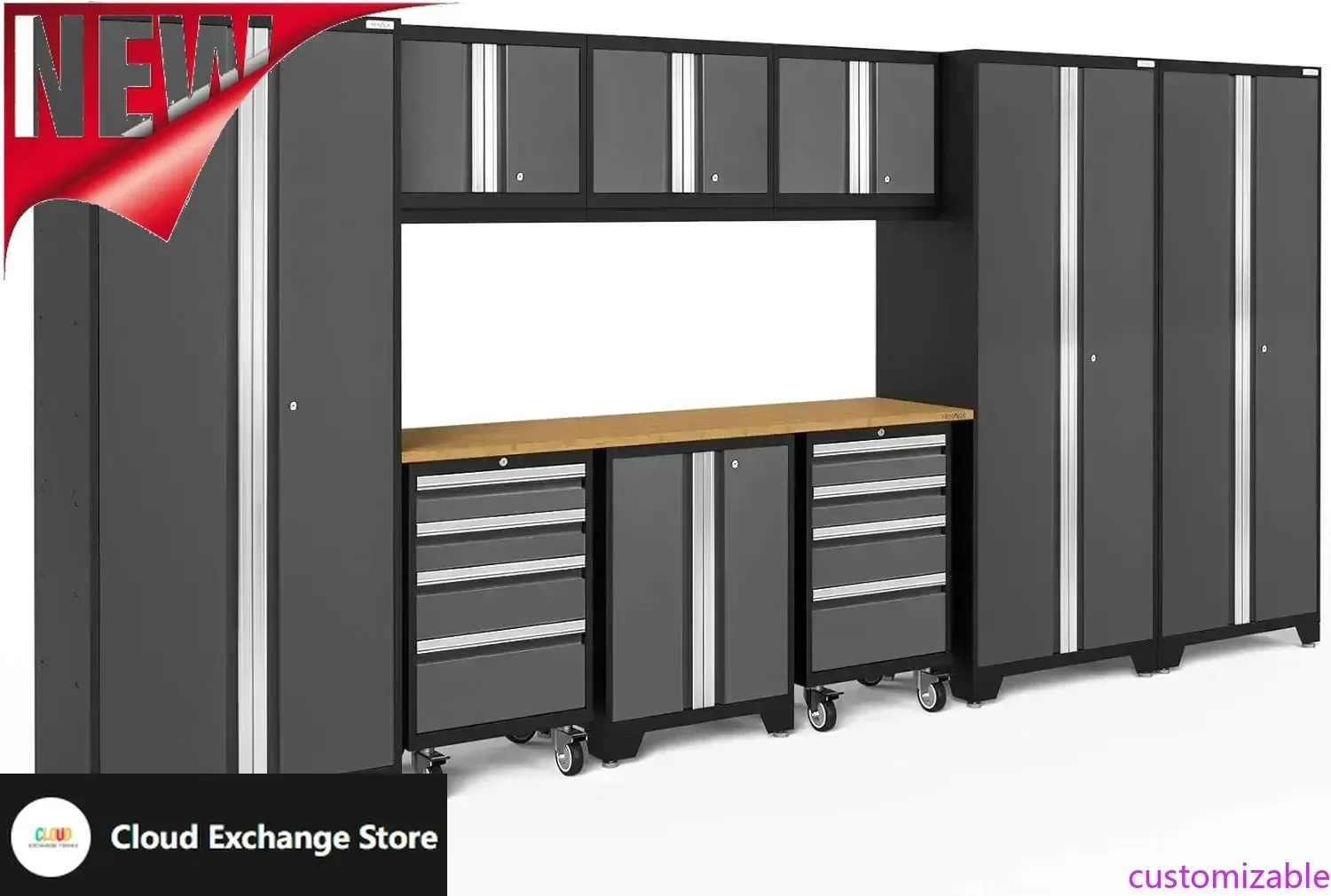 

Набор из 10 предметов серии Customizable-Bold, серый, для гаражных шкафов, 50412