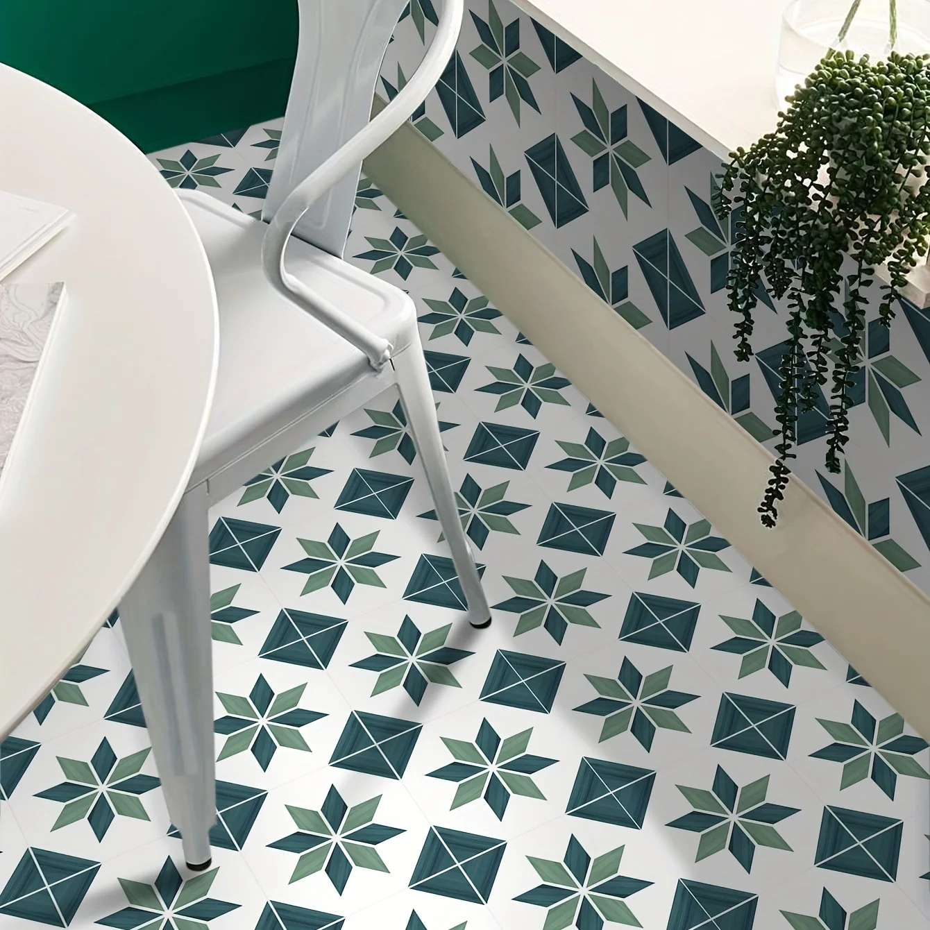 1 set of 9PCS Simple Printed Pattern Design Floor Stickers Thickened Waterproof Kitchen Decoration Simple Home Stickers