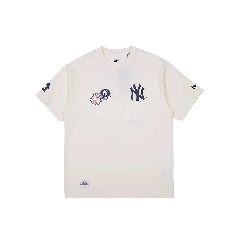 

New Era Mlb Badge Series New York Yankees Logo Print Casual Round Neck Short Sleeve T-Shirt Same Style for Men and Women