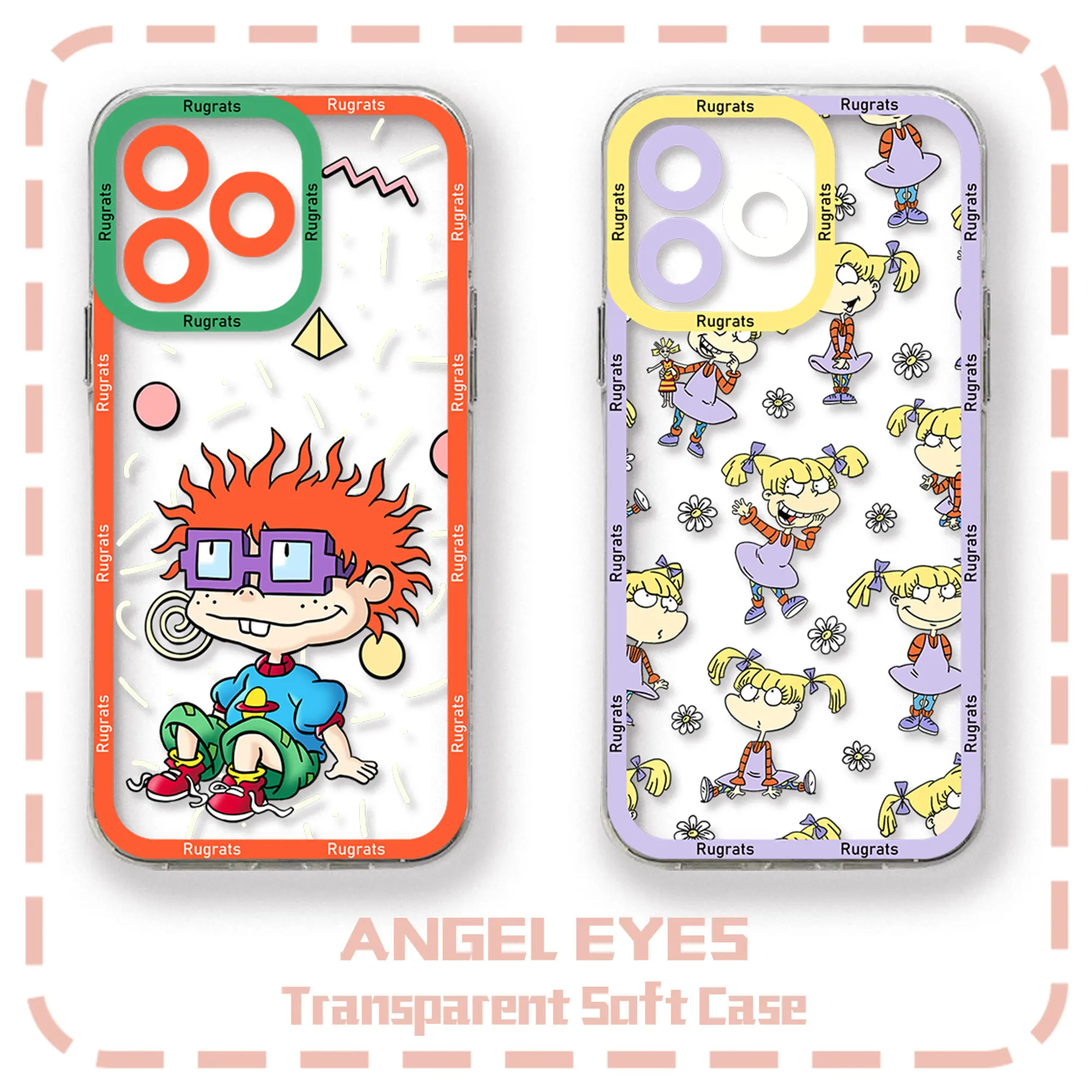 Cartoon Phone Case For iPhone 15 14 13 12 11 Mini Pro Max X XR XSMax 6S 6 7 8 Plus SE20 Transparent Cover R-Rugrats