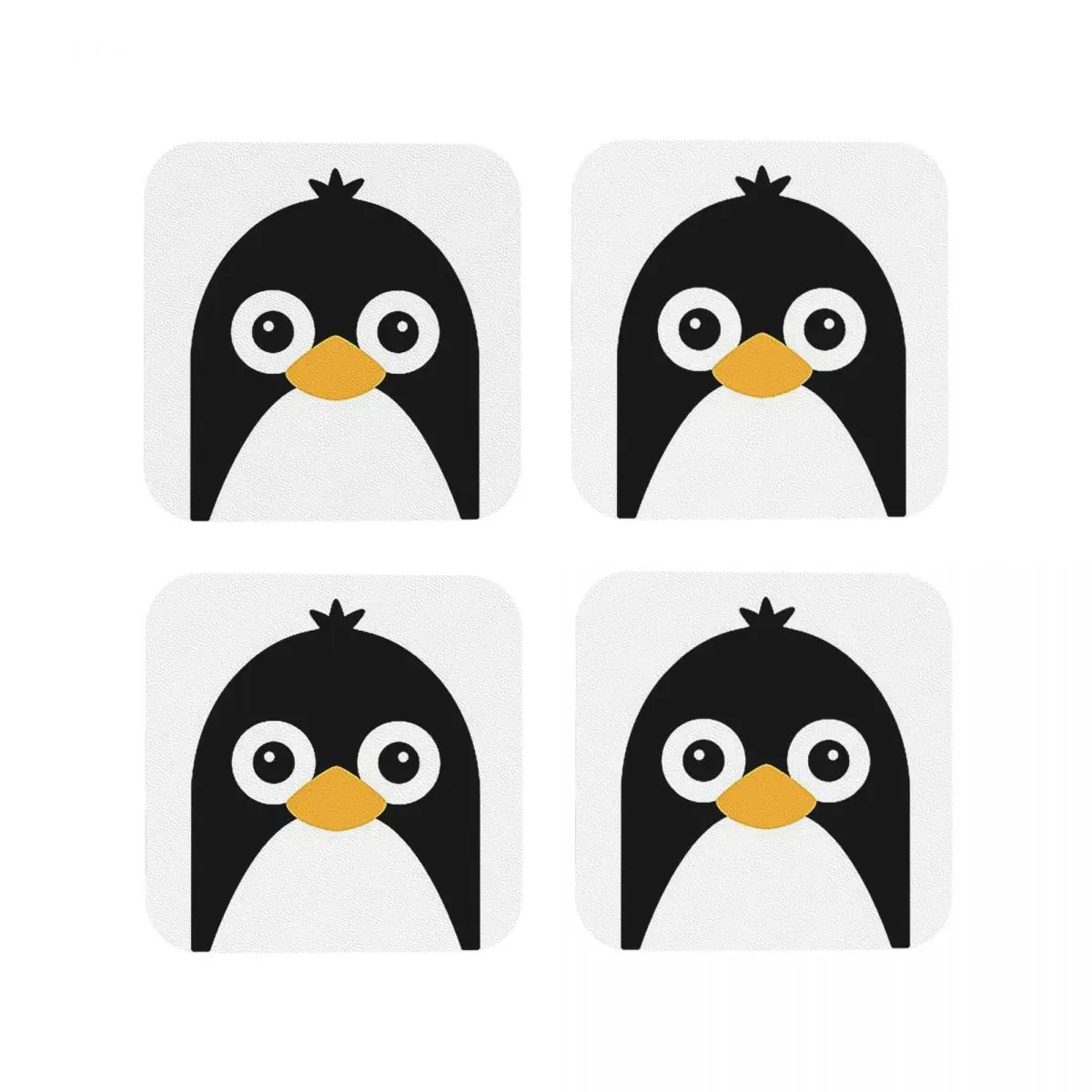 Cute Vector Penguin Coasters Kitchen Placemats Waterproof Insulation Cup Coffee Mats For Decor Home Tableware Pads Set of 4