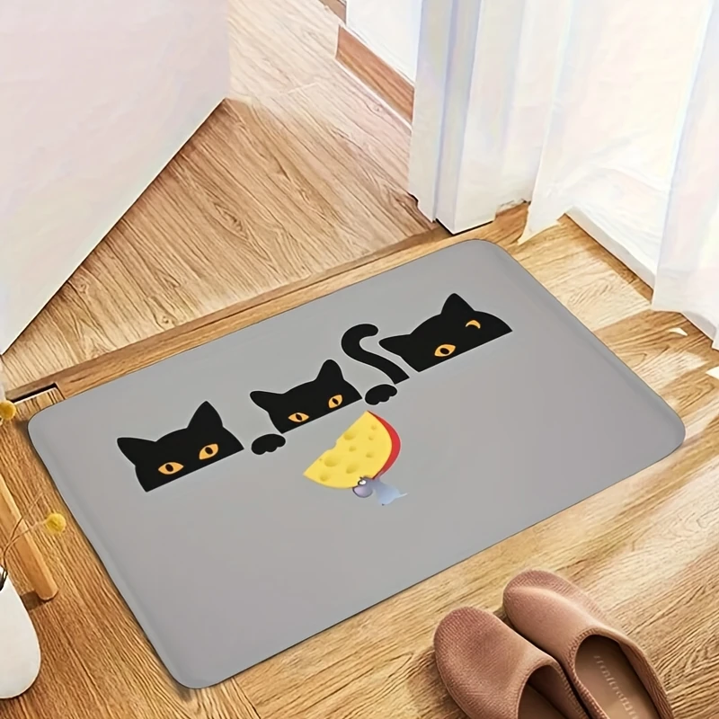 

1 шт. Коврик для мыши с забавными черными кошками — нескользящая подложка, дизайн с милым котом и серым фоном — очень большой 16x24 дюймов Entrywa