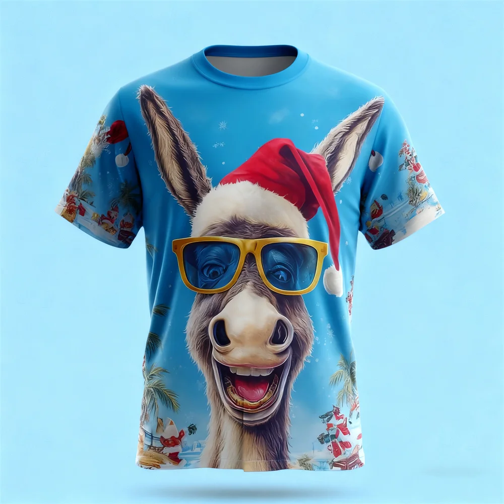 

Funny Animal Graphic Men's Women's T-Shirt 3D Print Casual Comfortable Round Neck Top Christmas Theme Loose Short Sleeve Clothes
