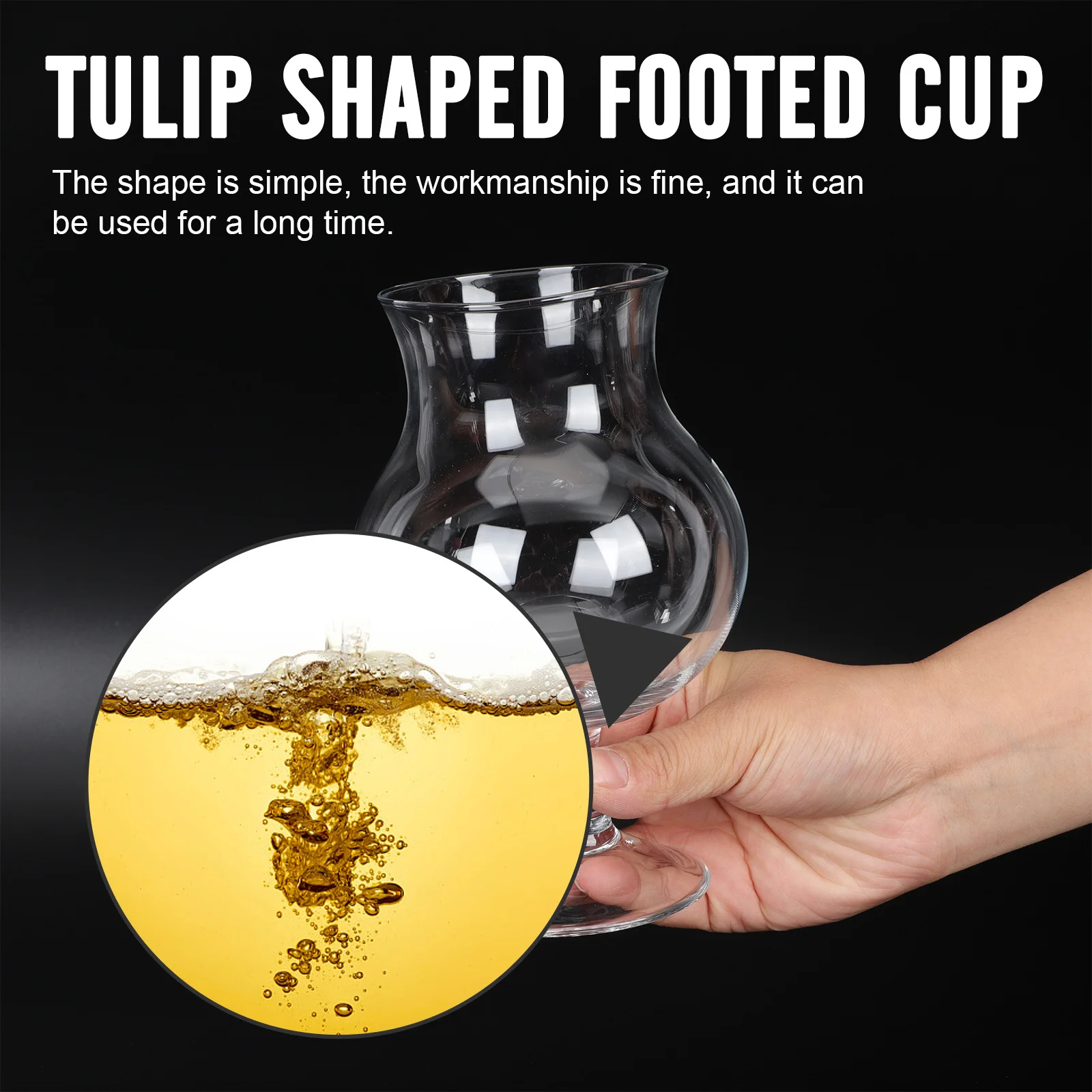 

Craft Beer Glass Goblet Tulip Shaped Footed Cup Wine Glassware Whiskey Mugs Transparent Easy Clean