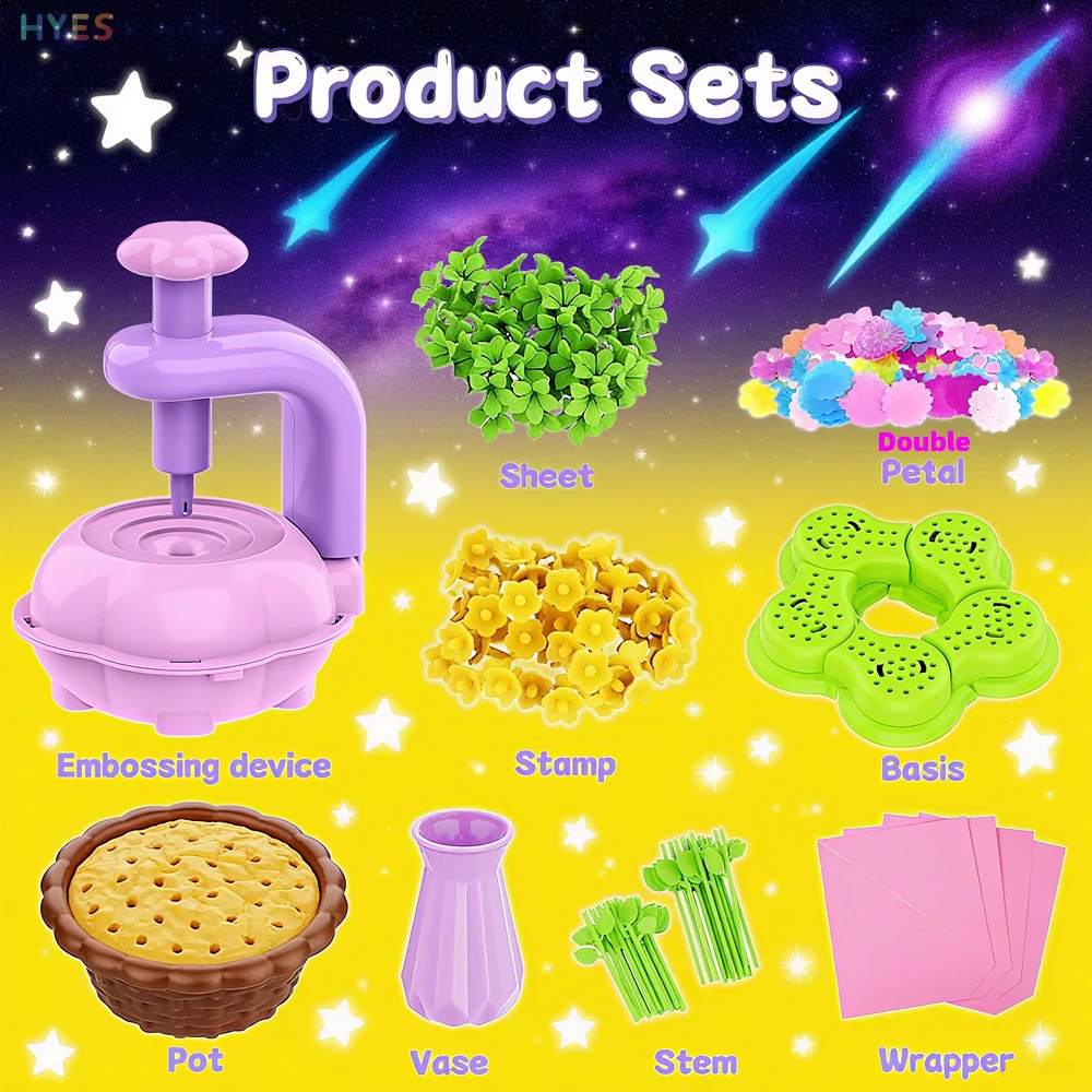 Zestaw do samodzielnego wykonania bukietu kwiatów dla dzieci HYES, edukacyjny zestaw do rękodzieła, aranżacja kwiatów DIY, zabawka dla dzieci, robienie własnego prezentu na urodziny, święta