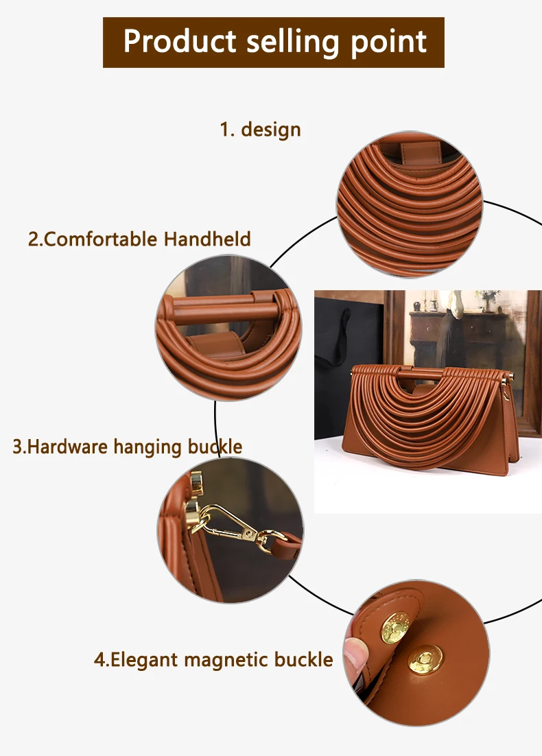 Die neue handgewebte Tasche mit Linienmuster von 2025 ist eine einzigartige, hochwertige, individuelle und modische Handtasche für Frauen. – Detail 2