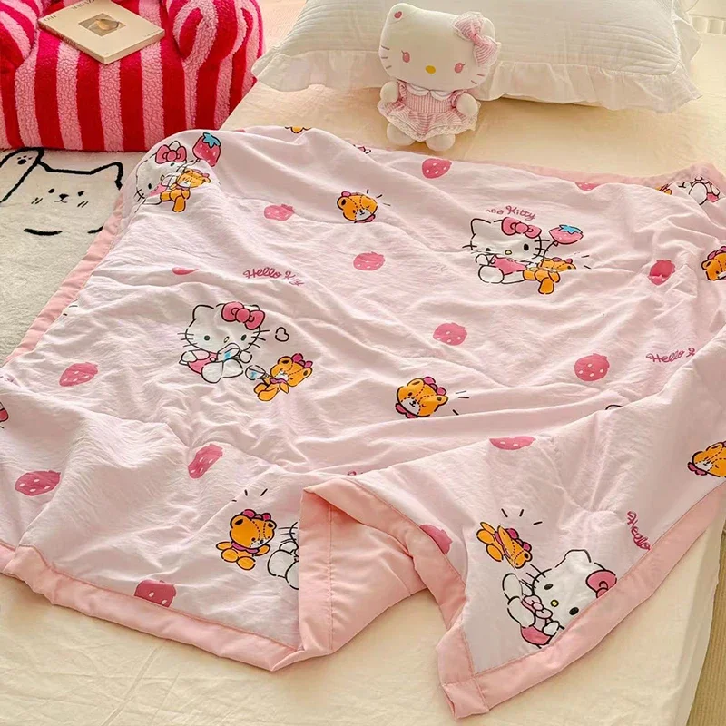 

Sanrio Hello Kitty Air Conditioning Quilt Cinnamoroll Kuromi Kawaii Cartoon Cute Sweet Student Family Lunch Blanket Girls Gifts