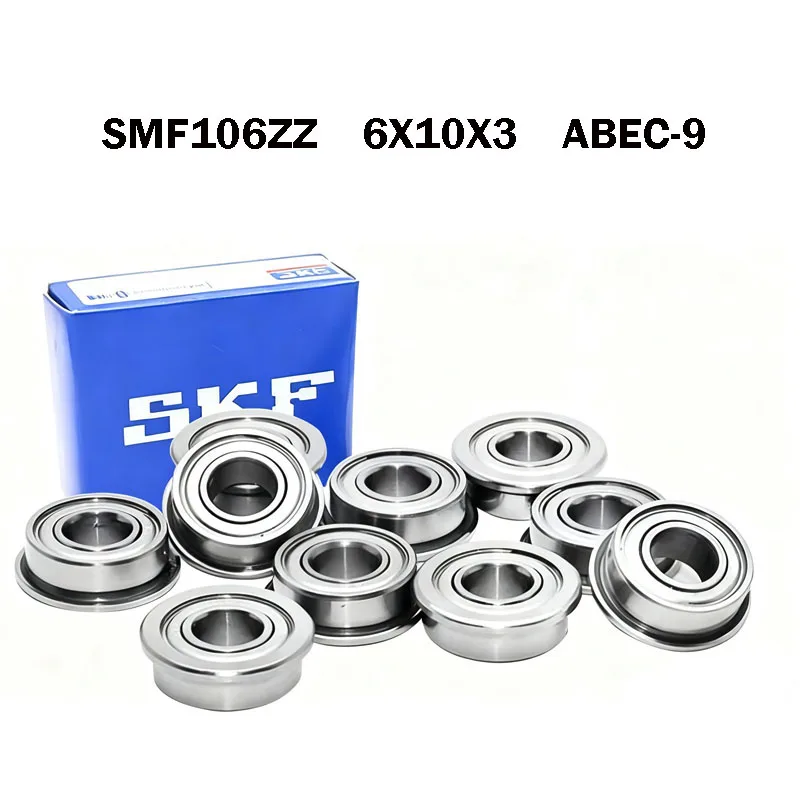 10PCS Sweden SKF SMF106ZZ Flange Bearing 6*10*3 ABEC-9 Double Shielded Stainless Steel Miniature Flanged SMF106Z Mini bearings