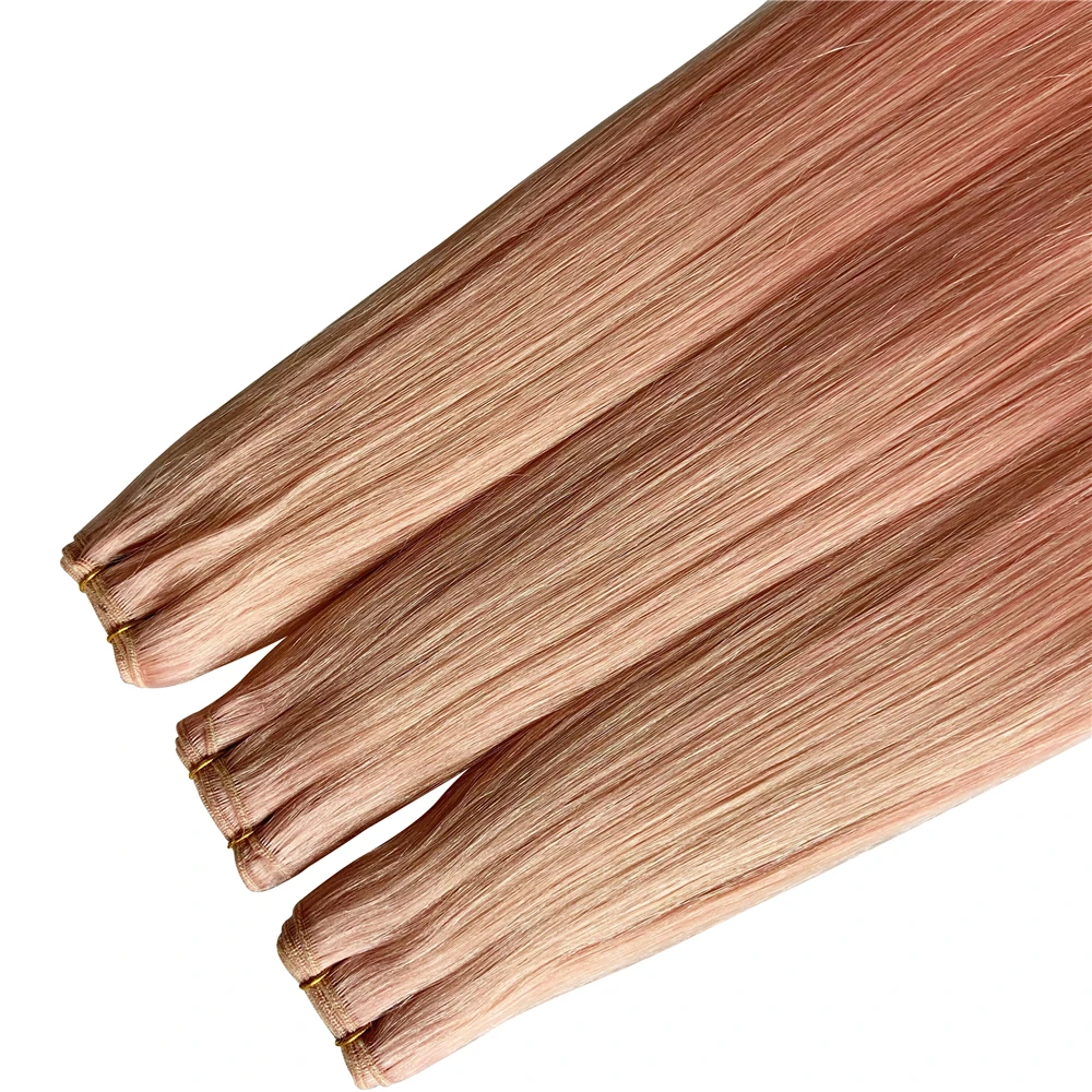 Straight Human Hair Weft Extensions Hair Bundles Sew In Silky Natural Brazilian Virgin Skin Double Weft  Naural Color 100g/set