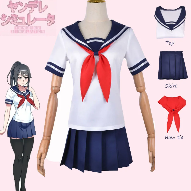 

Game Yandere Simulator Ayano Aishi Cosplay Costume Sailor Suit School JK Uniform Halloween Party Role Play Dress for Women Girls