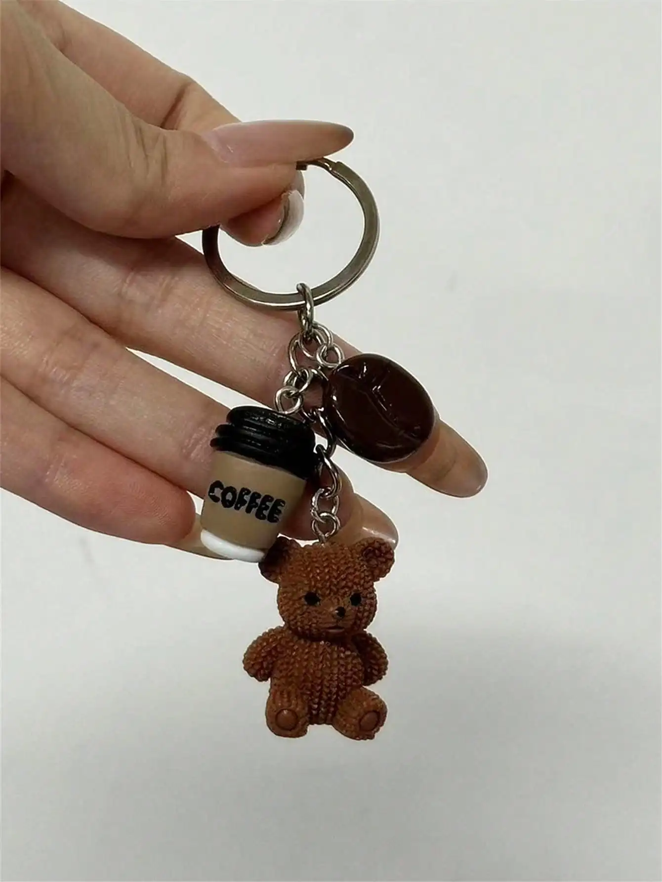 Cute Brown Teddy Bear Keychain Coffee Cup Gift