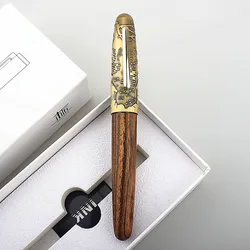 Jinhao 9056 Wood Fountain Pen F/M Nib Tiger Carving Cap With A Converter Ink Writing Gift Pen Office School Supplies Stationary