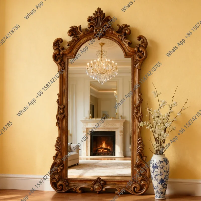 X Luxury French Style Light Makeup Mirror Art Bathroom Wall Mirror Floor Mirrors Full Body Home Decor Decorative Mirrors Decor X