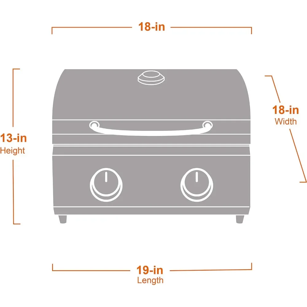 Tabletop Propane Gas Grill for Outdoor Portable Camping Cooking w/Travel Locks, Stainless Steel High Lid & Built in Thermometer