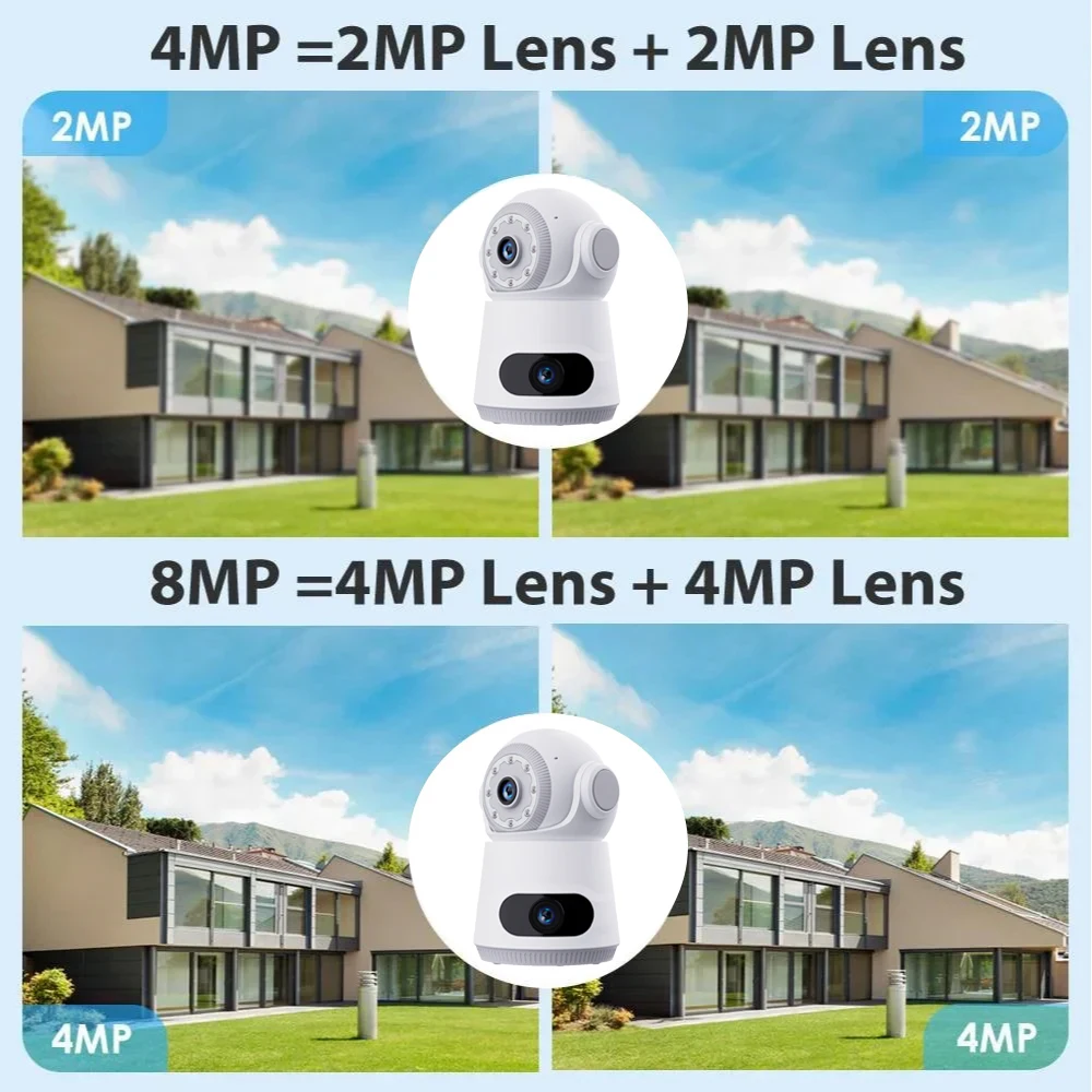 

4G Camera With Sim Card 8MP 4K Dual Lens Dual Screen Two-Way Audio Indoor Baby Monitor IP Camera CCTV Surveillance Home Security