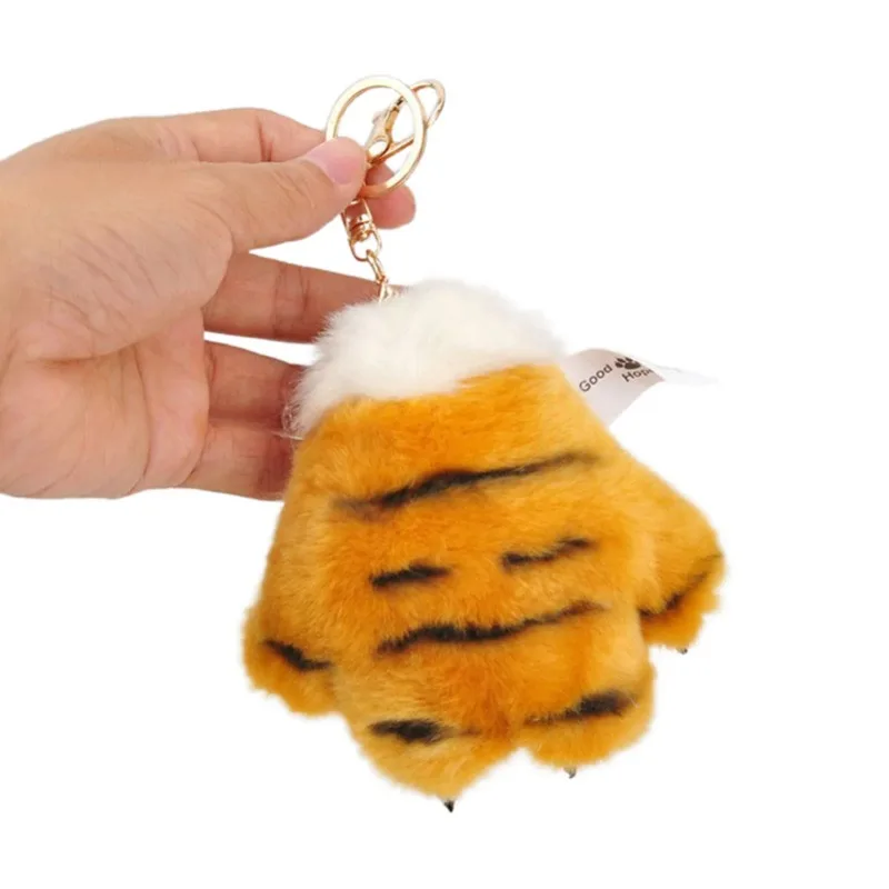 Ciondolo portachiavi in peluche con anello Simpatico cartone animato Zampa di tigre Bambola Portachiavi per auto Portachiavi con ciondolo Portachiavi Gioielli per bomboniere