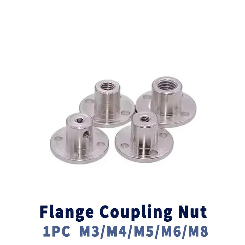 1PC Flange Coupling Nut M3 M4 M5 M6 M8 inner diameter 3mm 4mm 5mm 6mm 8mm Suitable for Motor Thread Shaft General Accessories