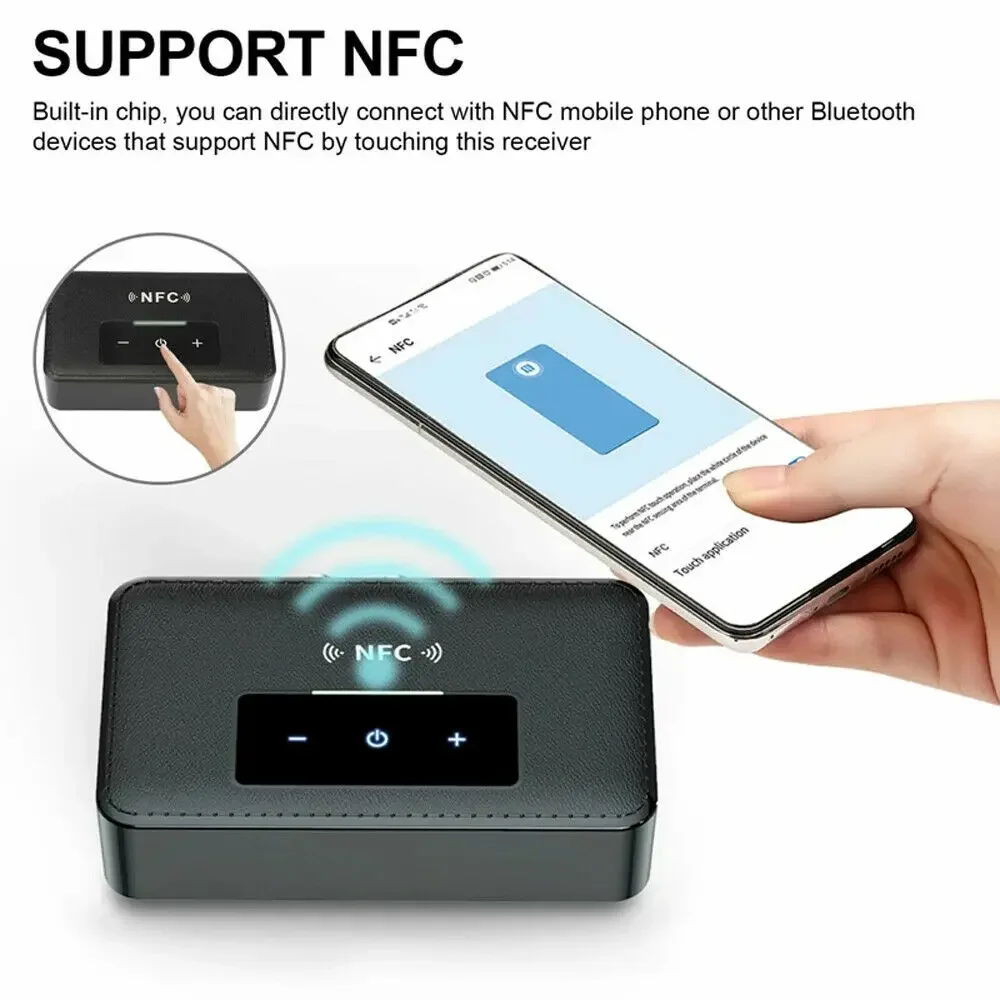 Bluetooth 5.0 Receiver Transmitter Wireless 3.5mm AUX NFC to 2 RCA Audio Stereo Adapter For Laptop Tablet PC TV Speaker Car