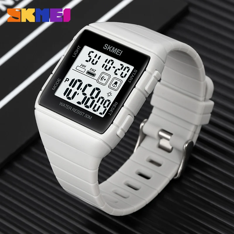 SKMEI Fashion Men's Watches Luxury 2Time Digital Watch Waterproof Led Light Original Brand Wristwatch Countdown Alarm Clock