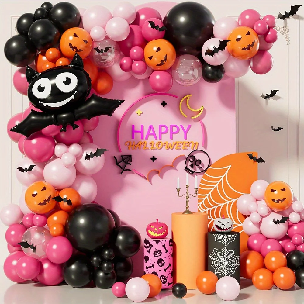 149PCS Halloween Balloon Garland Arch Kit Ghost and Bat Foil Balloons Halloween Birthday Anniversaries and Celebrations