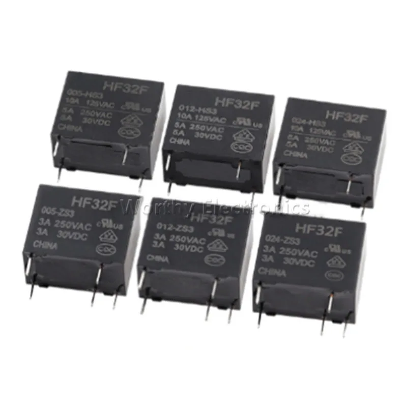 

Free shipping 10pcs/lot JZC-32F-005 012 024-HS3 HF32F5V12V24V Relay 4/5PIN 3A5A10A