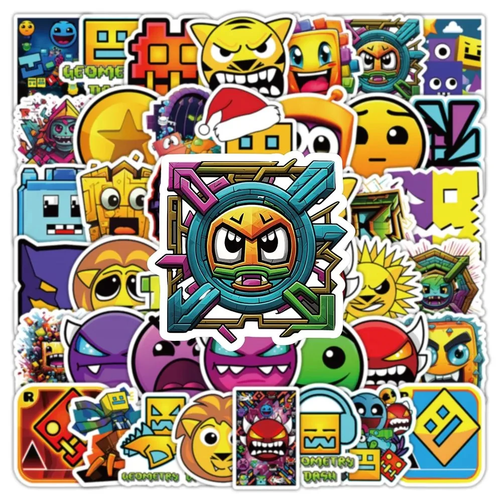 10/30/50/100pcs Colorful Game Geometry Dash Graffiti Stickers Cute Cartoon Sticker Scrapbook Notebook Luggage Graffiti Decal