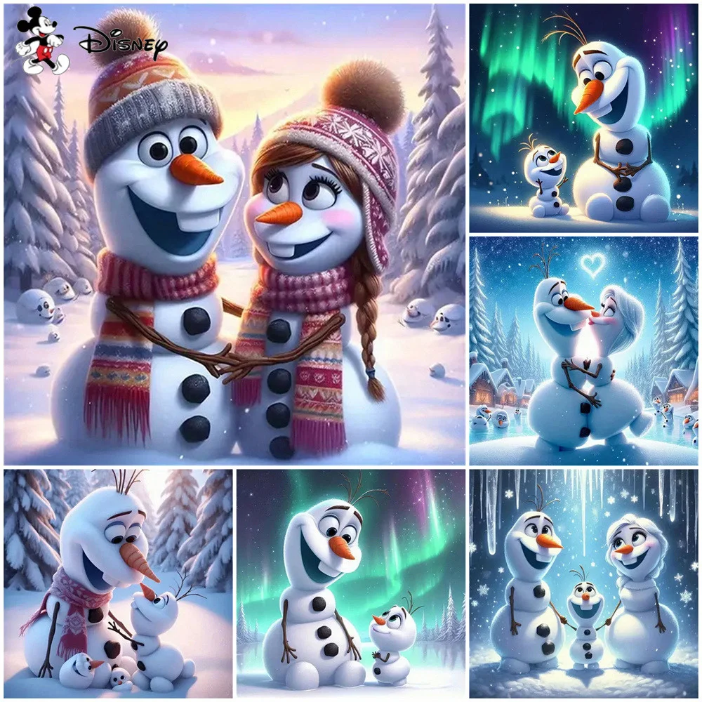 Disney 5D Diamond Painting Olaf Frozen Full Round Diamond Mosaic Cartoon Snowman Handmade Home Decor Christmas Gift