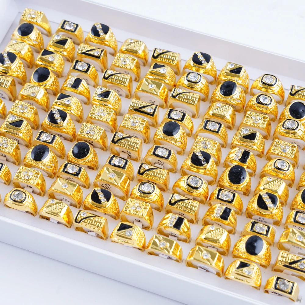 Zhang v Gui 20 Pieces Retro Punk Gothic Enamel Oil Drop Square Rings 5